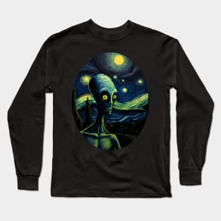 Aliencore Asethetic Van Gogh Starry Night Alien Painting Long Sleeve T-Shirt